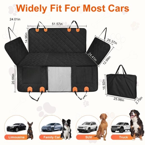 Waterproof Dog Car Seat Cover Hammock with Mesh Window & Side Flaps