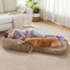 Human‑Size Plush Dog Lounger – Foldable Bed for People & Large Dogs