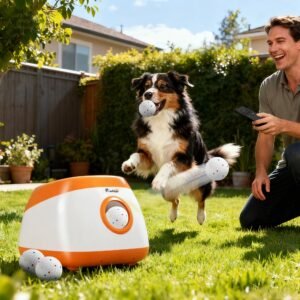 30081313-7c2e-4648-bf7d-2ed5dd1ecb05.jpg Automatic Dog Ball Launcher 26' to 79' Fetch Distance.