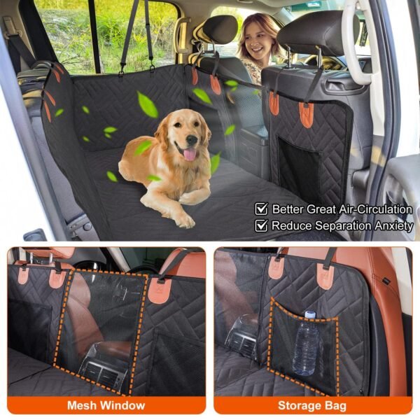 Waterproof Dog Car Seat Cover Hammock with Mesh Window & Side Flaps