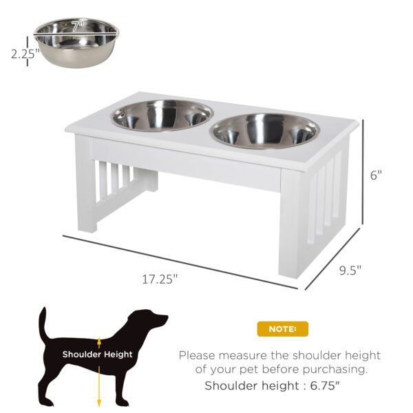 Elevated Dog Feeding Station for Small Dogs & Puppies - Stainless Steel Bowls with Modern Wooden Frame