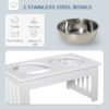 Elevated Dog Feeding Station for Small Dogs & Puppies - Stainless Steel Bowls with Modern Wooden Frame