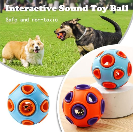 ce7e6c67-0bc6-4802-8288-cc15bfd77ce2.jpg Wild Angels™ Rubber Bell Ball Duo — 2‑Pack Interactive Chew Toys for Puppies and Small Dogs