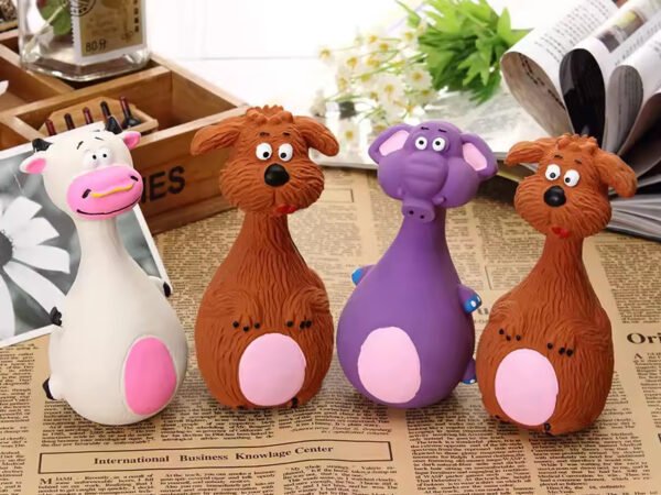 4‑Piece Latex Dog Chew Toys with Squeaker - Puppy Teething & Dental Play Set